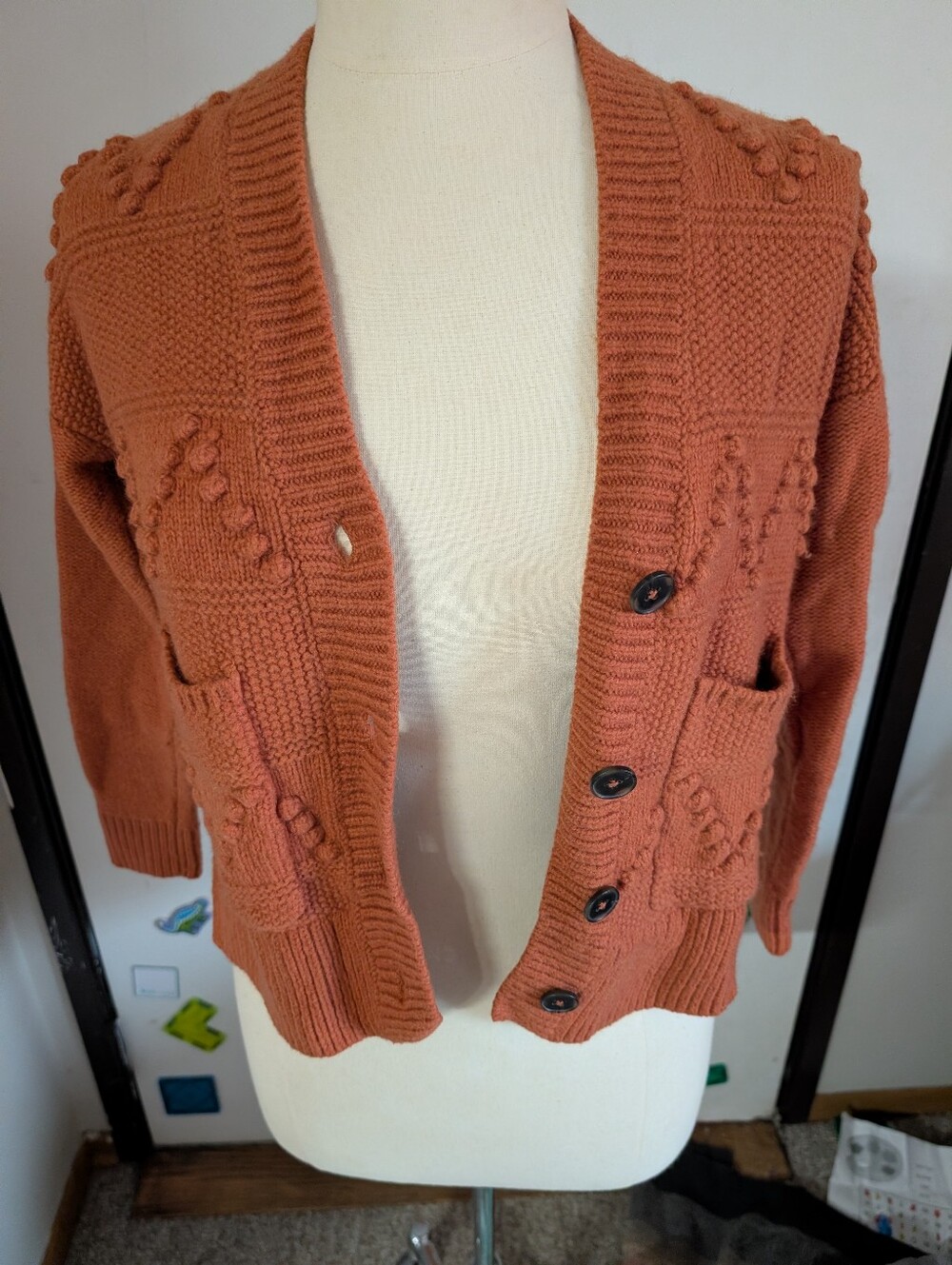 Madewell Rust Orange Textured Cardigan